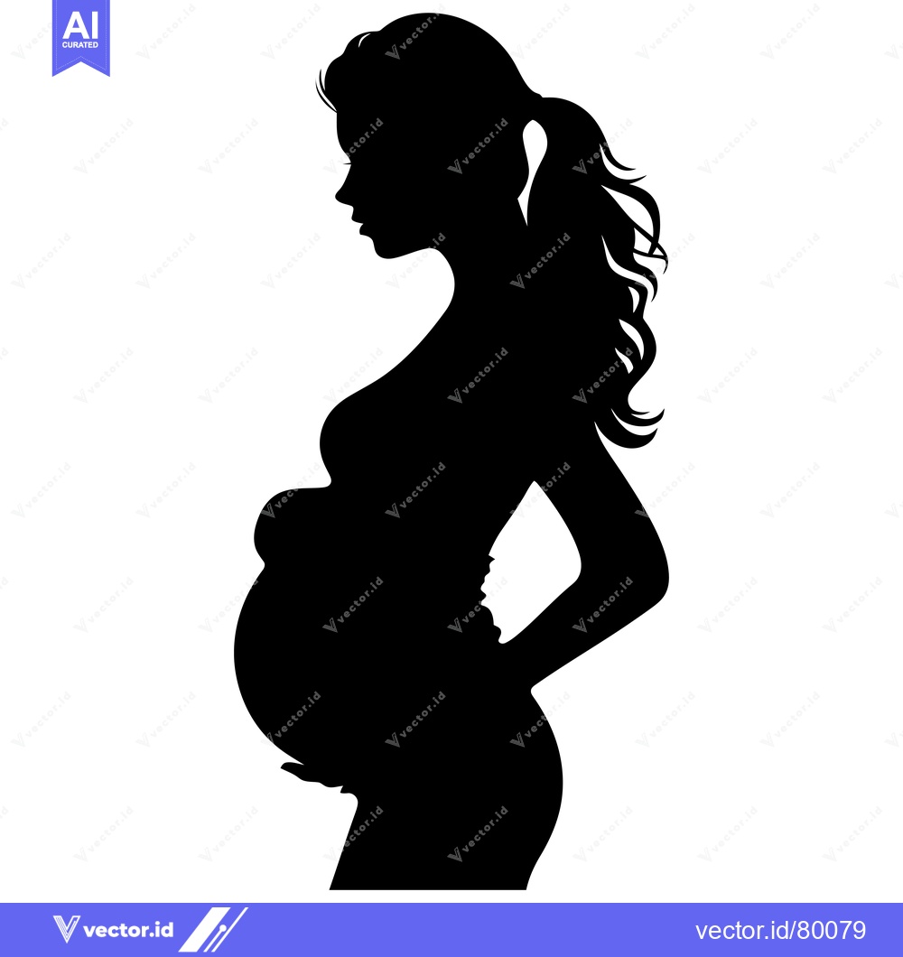 Premium Vector of Silhouette of a Pregnant Woman with Her Hand on Her Belly