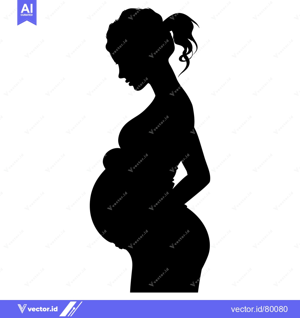 Premium Vector of Silhouette of a Pregnant Woman with a Ponytail