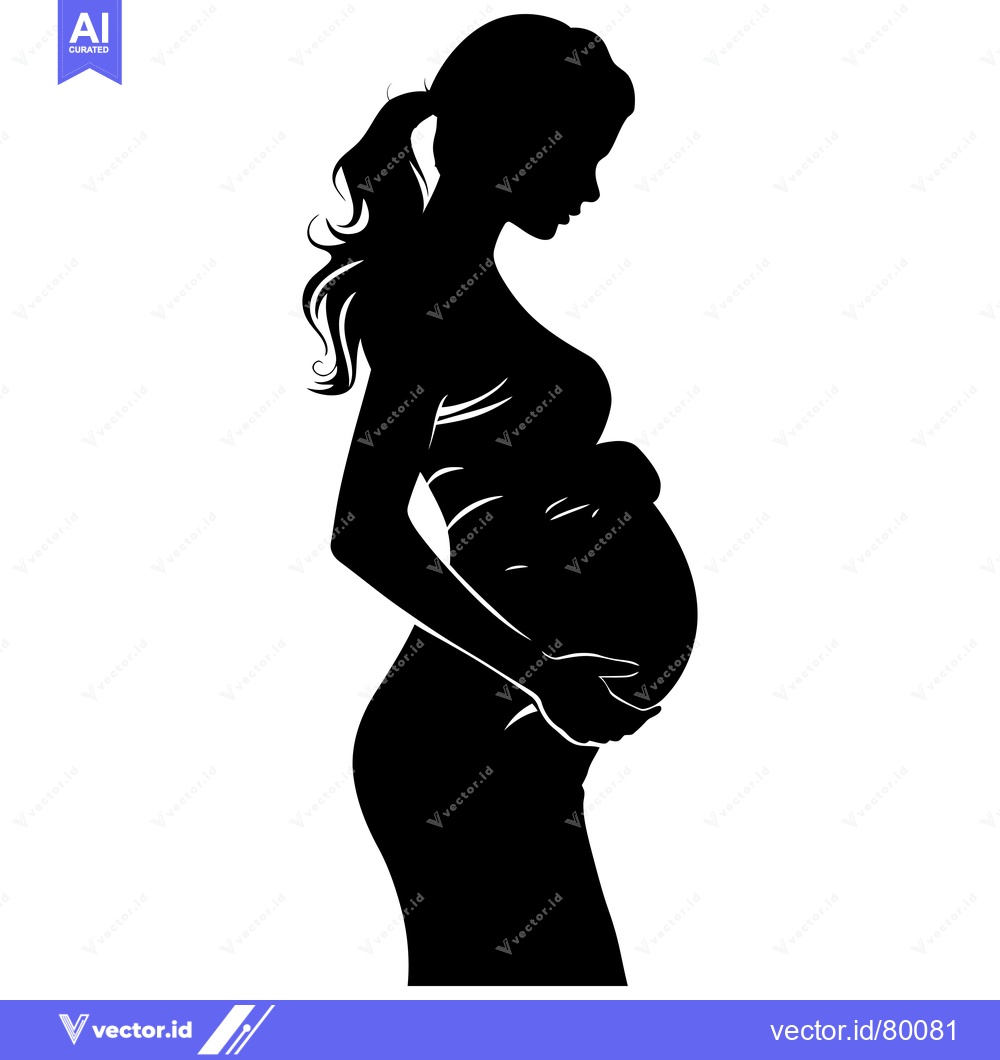 Premium Vector dari Silhouette of a Pregnant Woman Holding Her Belly