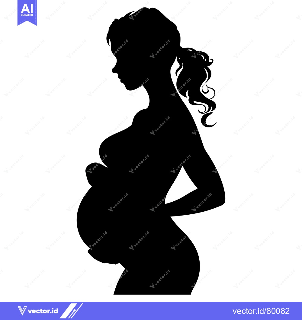 Premium Vector dari Silhouette of a Pregnant Woman with Her Hands on Her Stomach