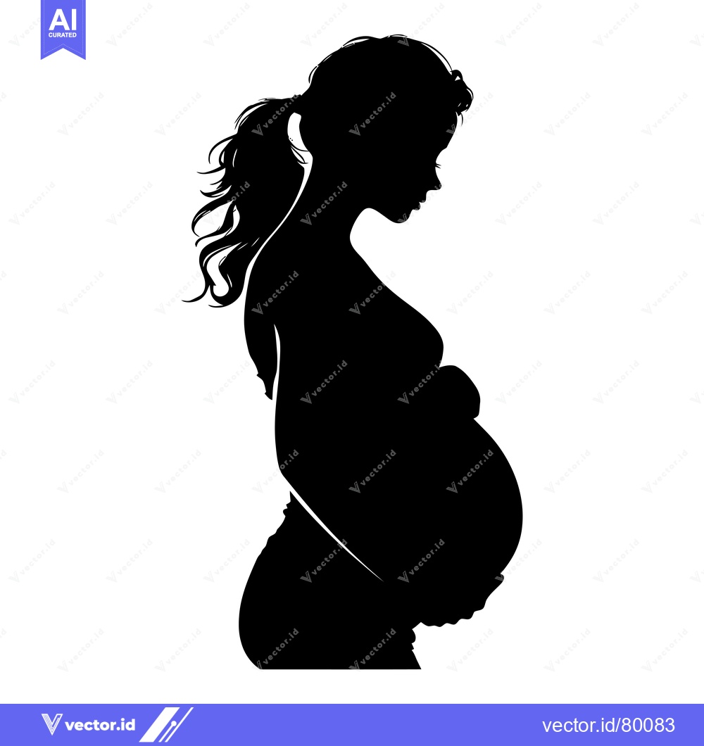 Premium Vector of Silhouette of a Pregnant Woman with a Ponytail