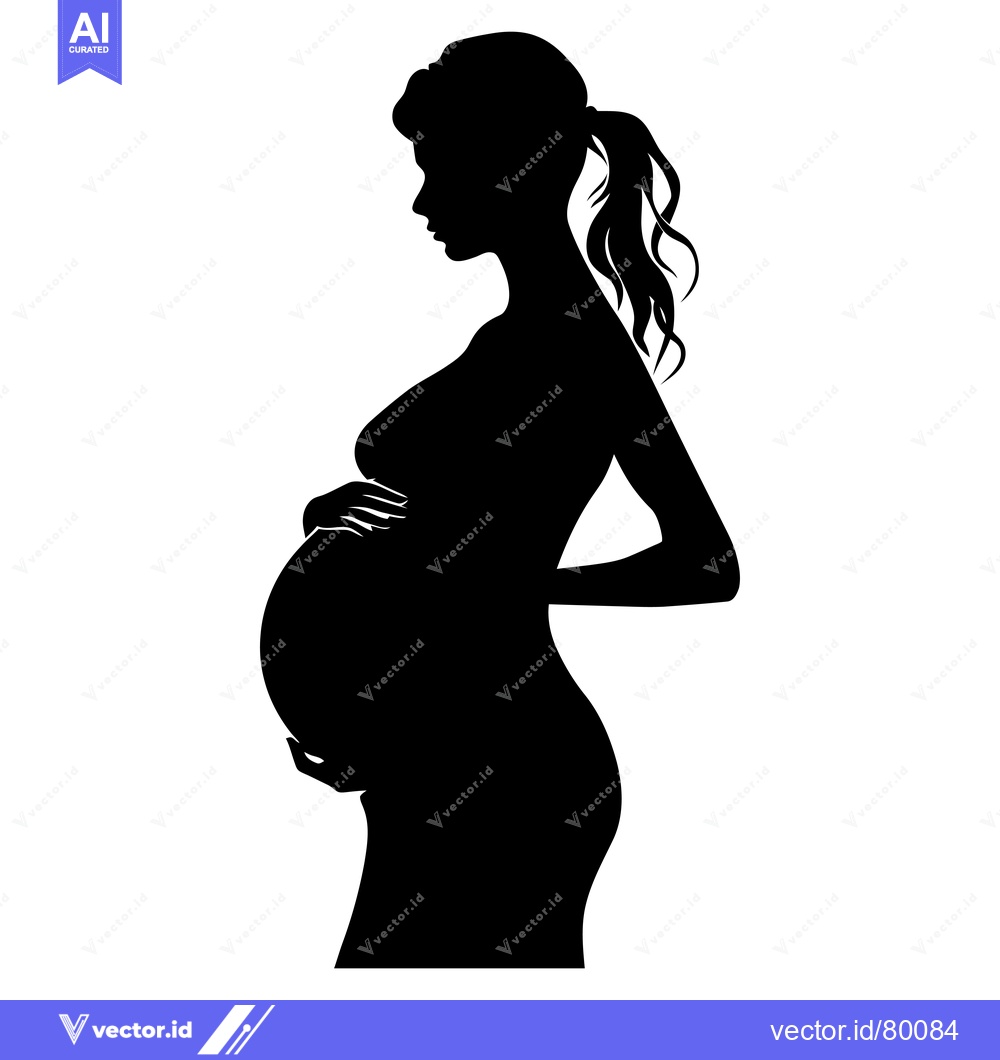 Premium Vector of Silhouette of a Pregnant Woman with Her Hand on Her Belly