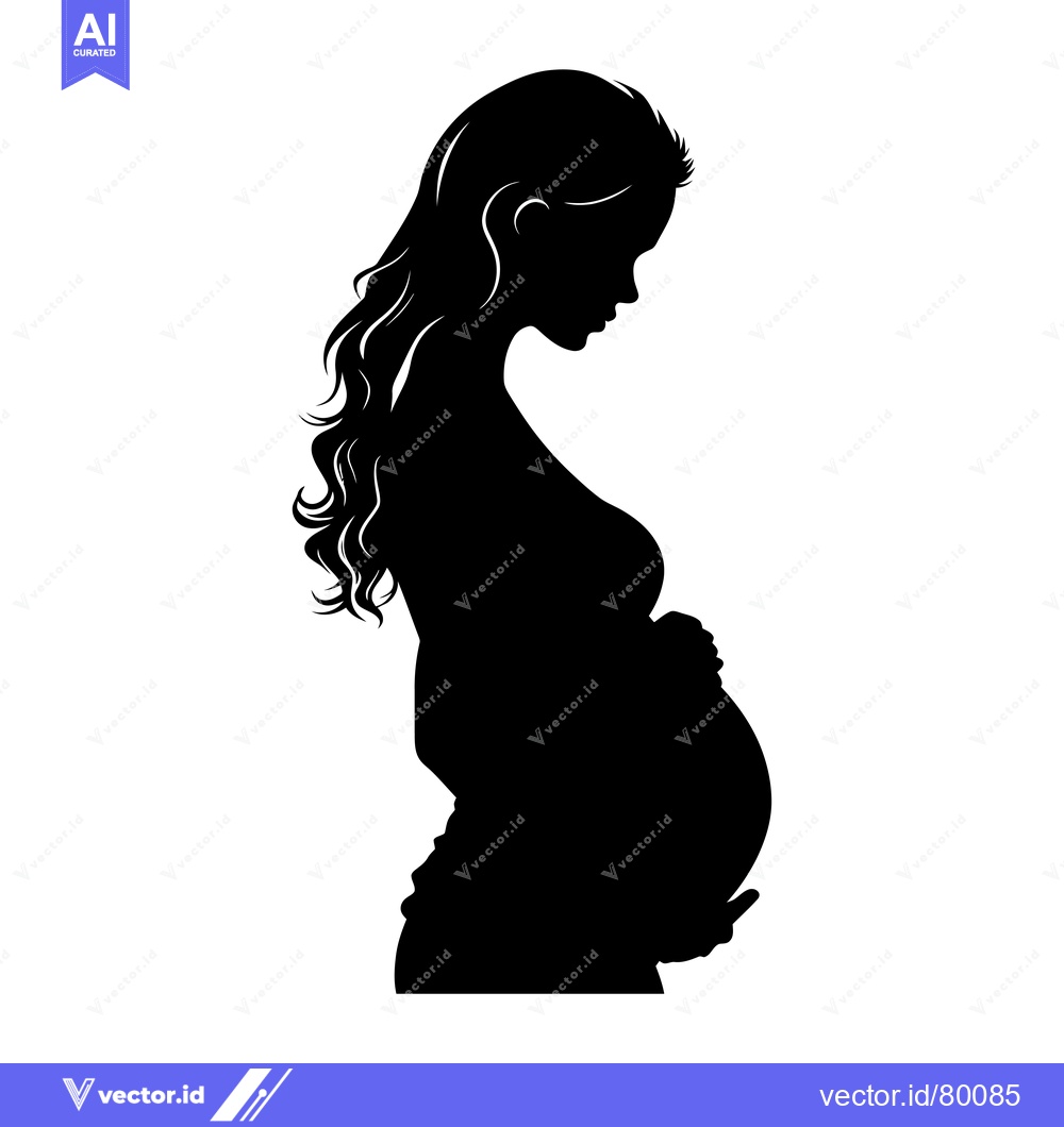 Premium Vector of Silhouette of a Pregnant Woman Holding Her Belly