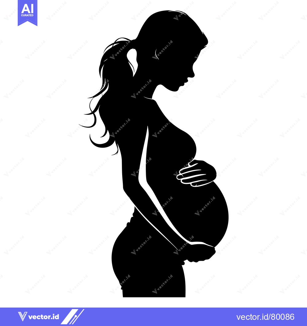 Premium Vector of Silhouette of a Pregnant Woman with Hands on Her Belly