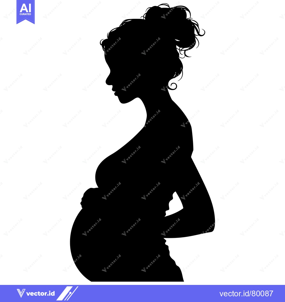 Premium Vector of Silhouette of a Pregnant Woman with Her Hand on Her Belly