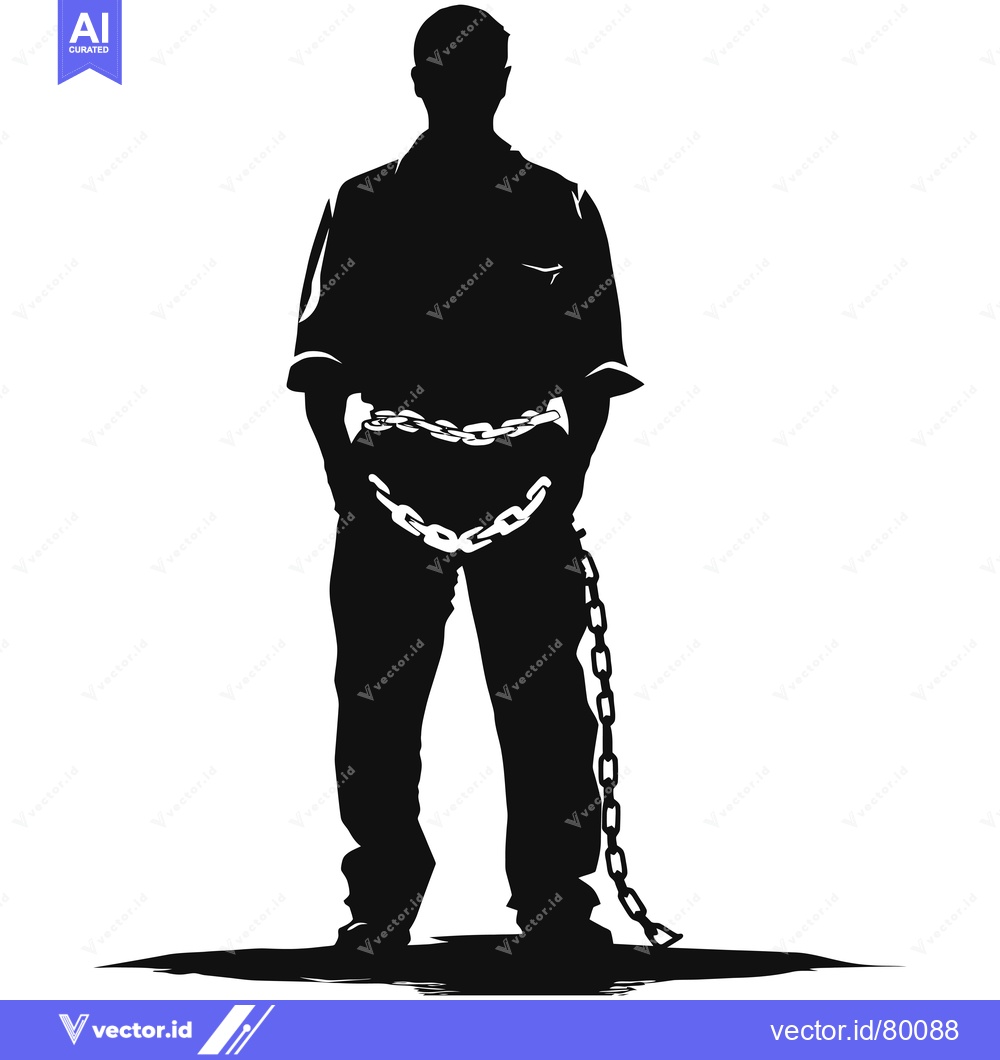 Premium Vector dari Silhouette of a Man Bound with Chains