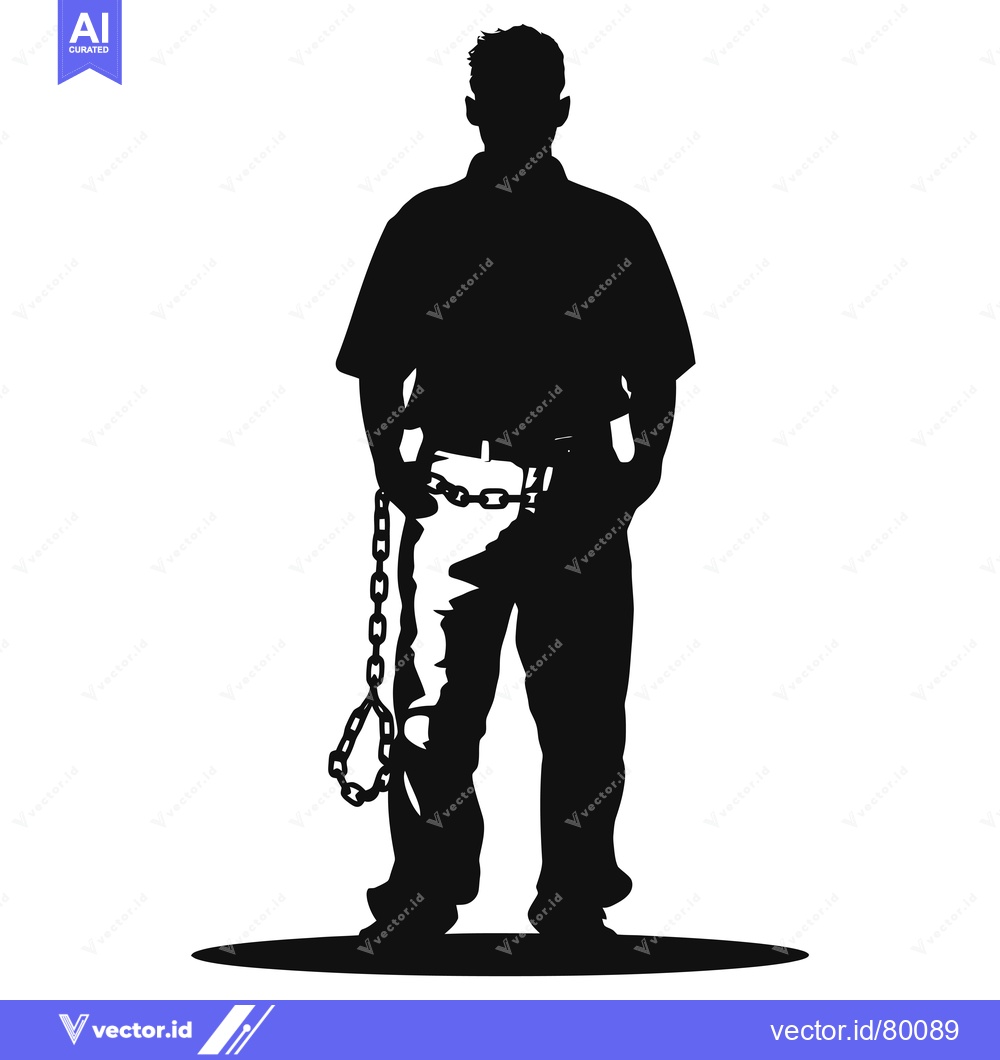 Premium Vector of Silhouette of a Man with a Chain Around His Waist