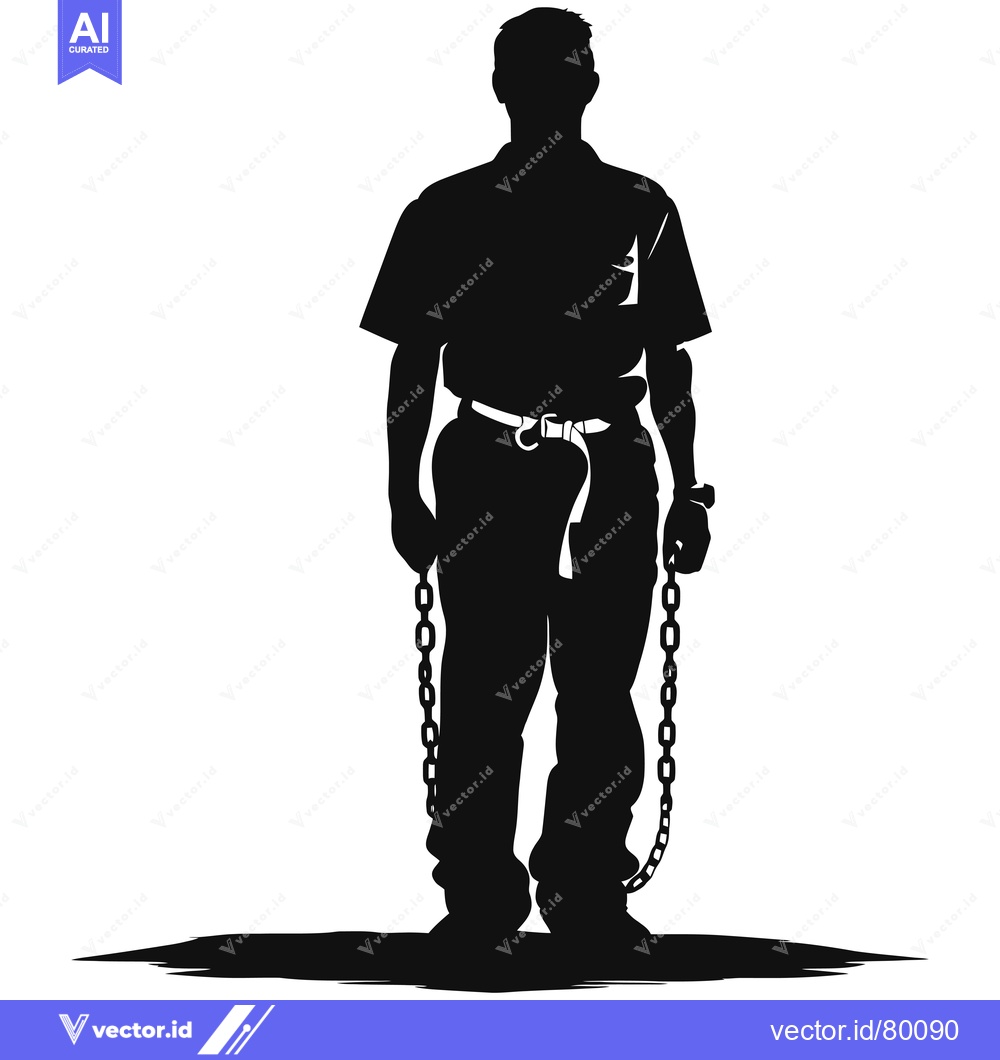 Premium Vector dari Silhouette of a Man Bound by Chains