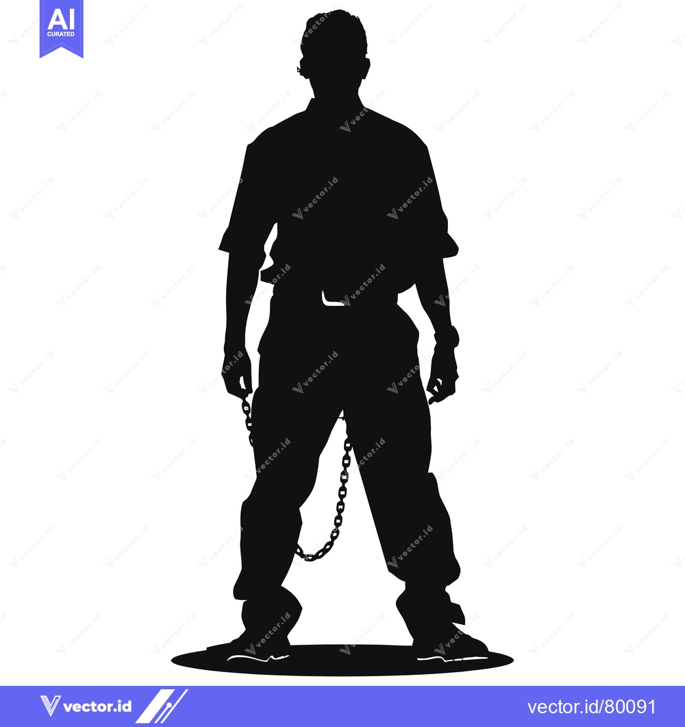 Premium Vector of Silhouette of a Man in Chains, Standing Tall