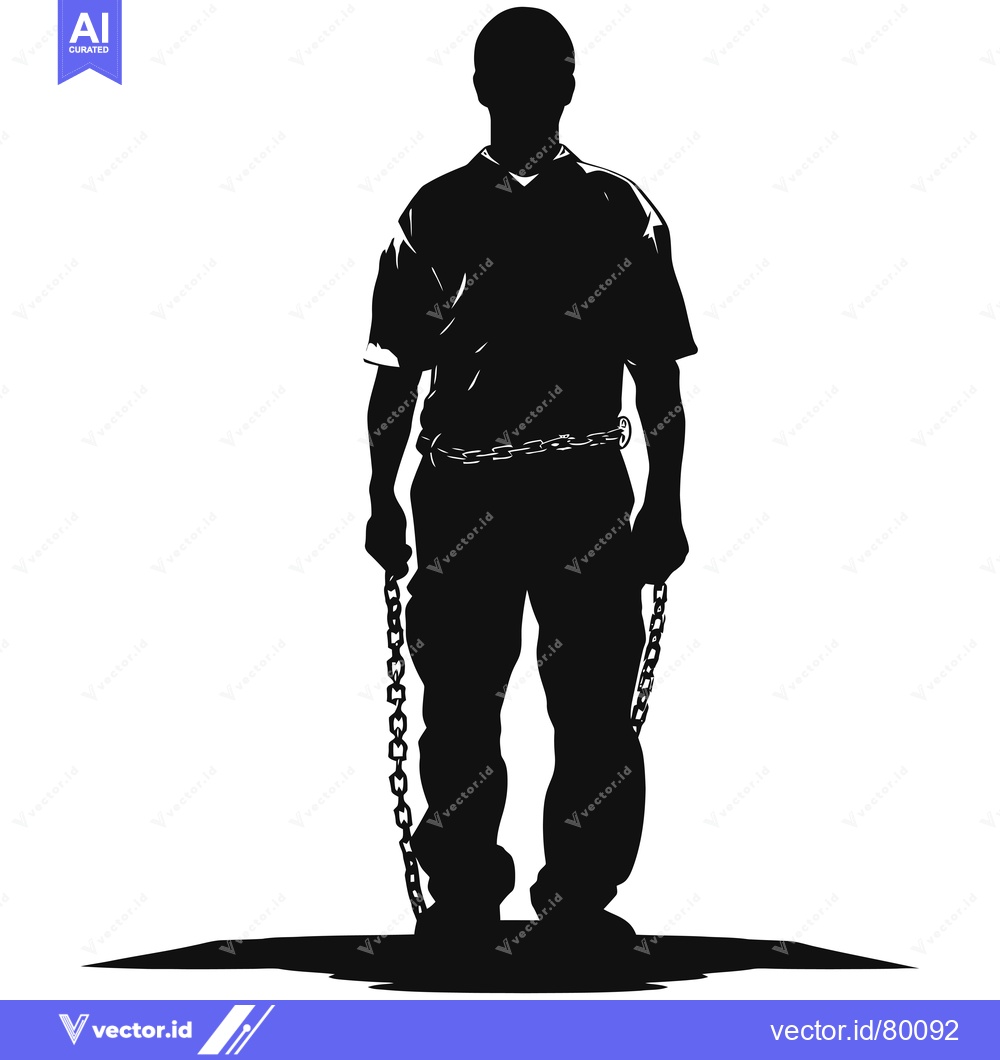 Premium Vector of Silhouette of a Man Chained at the Ankles