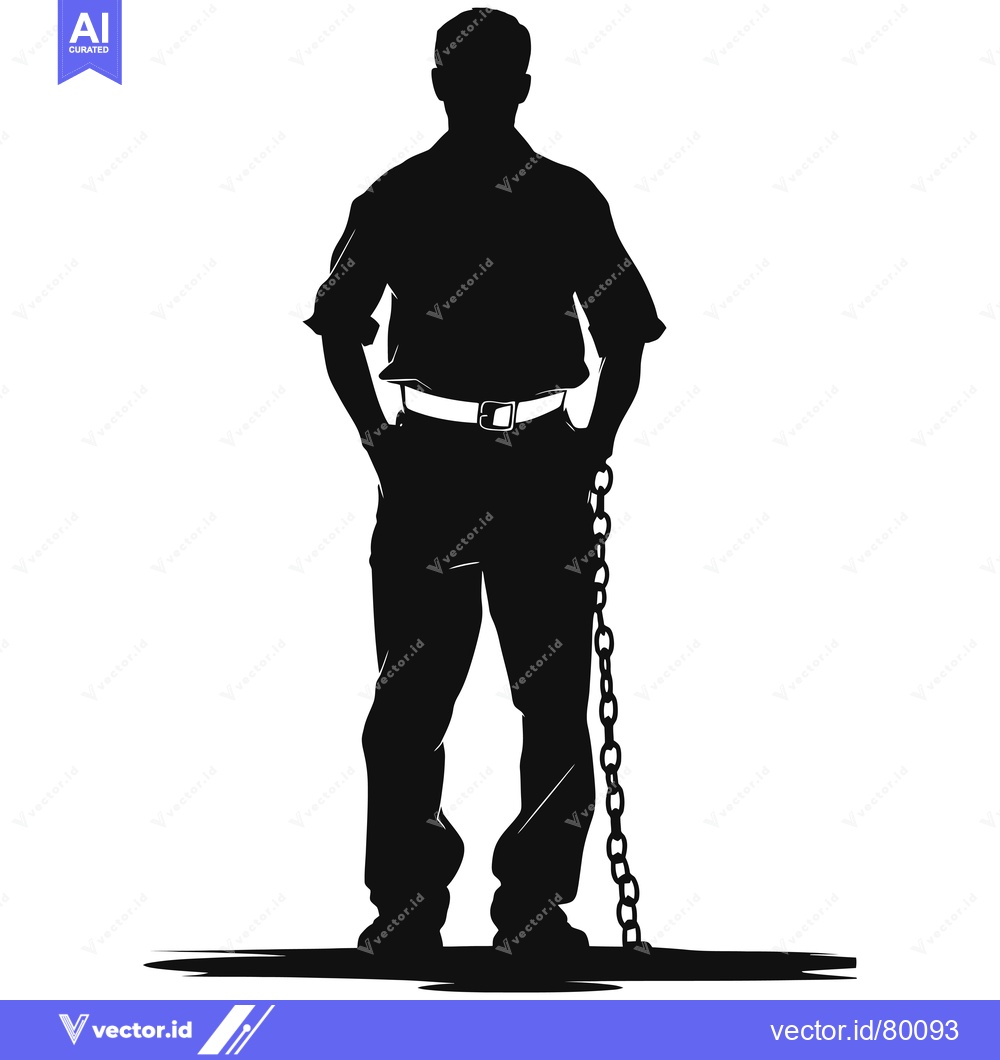 Premium Vector dari Silhouette of a man standing with a chain hanging from his waist