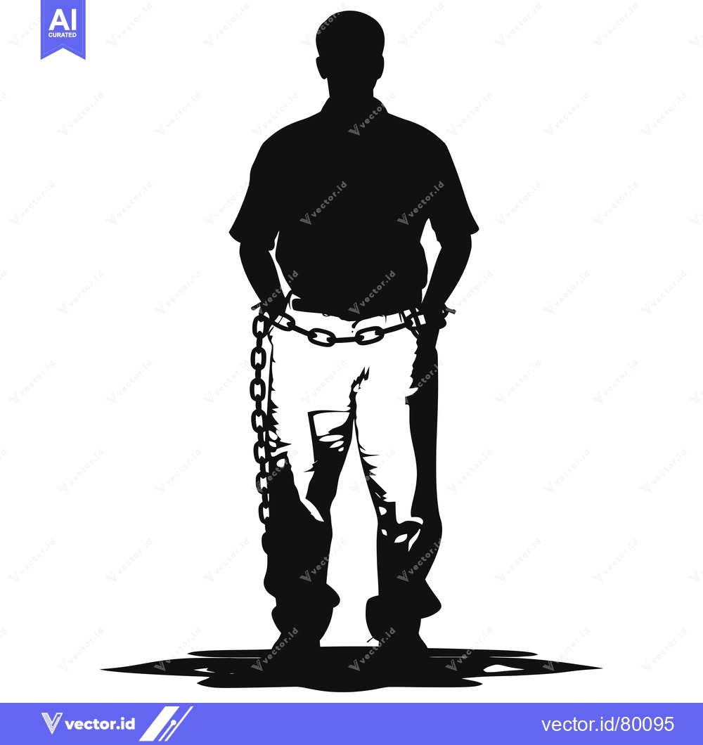 Premium Vector dari Silhouette of a Man Chained at the Waist