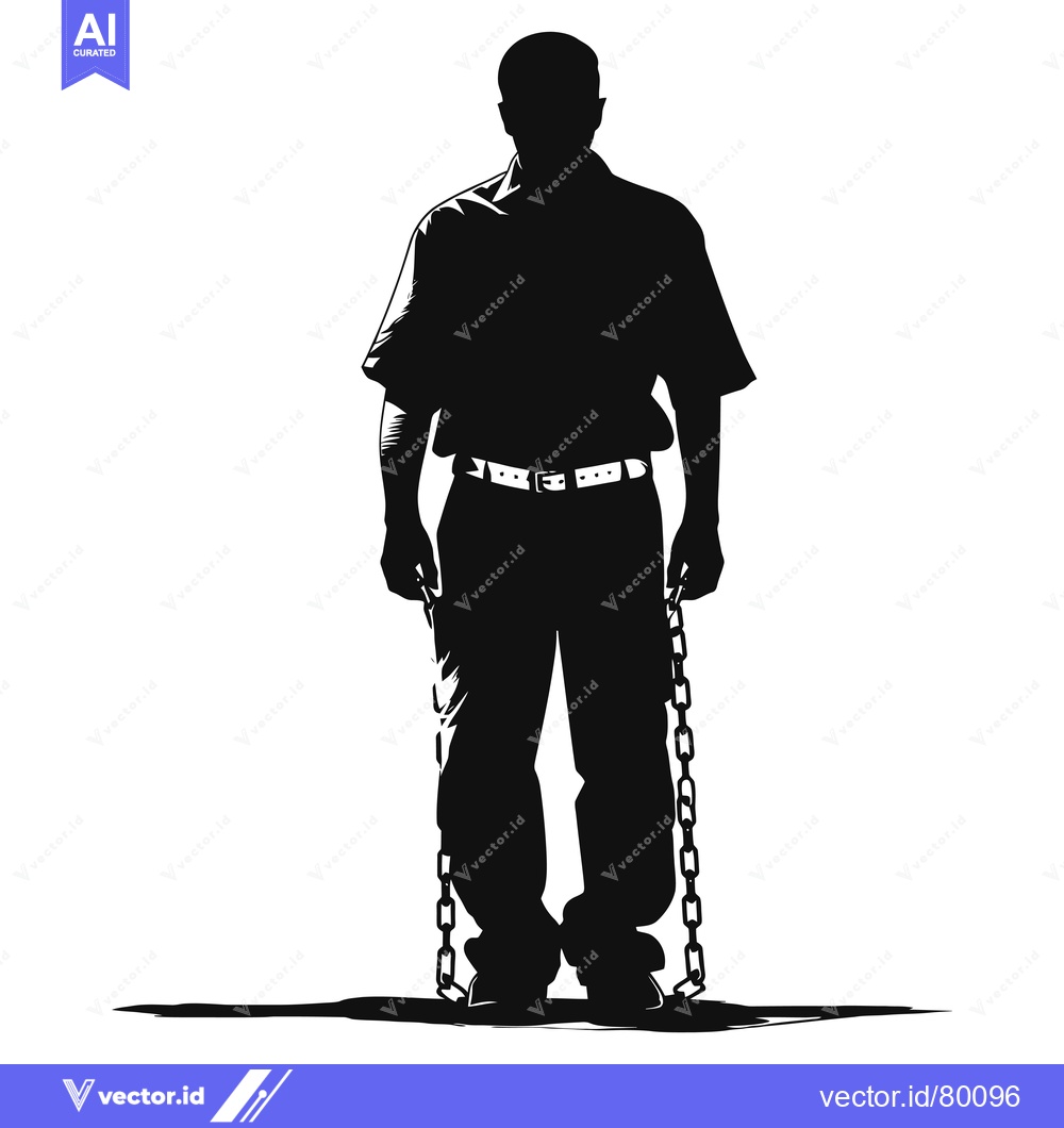 Premium Vector dari Silhouette of a Man in Chains