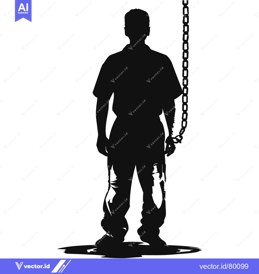 Premium Vector of Silhouette of a Man Chained to a Ceiling