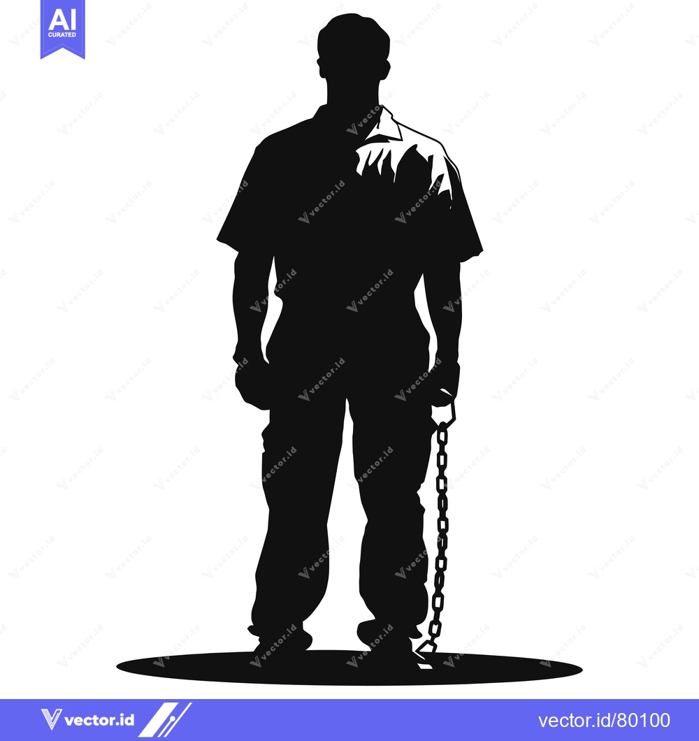 Premium Vector of Silhouette of a Man with Chains Around His Ankles