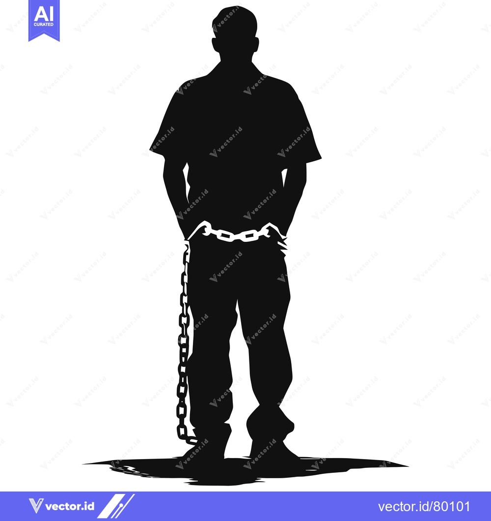 Premium Vector dari Silhouette of a Man Shackled with Chains Around His Waist