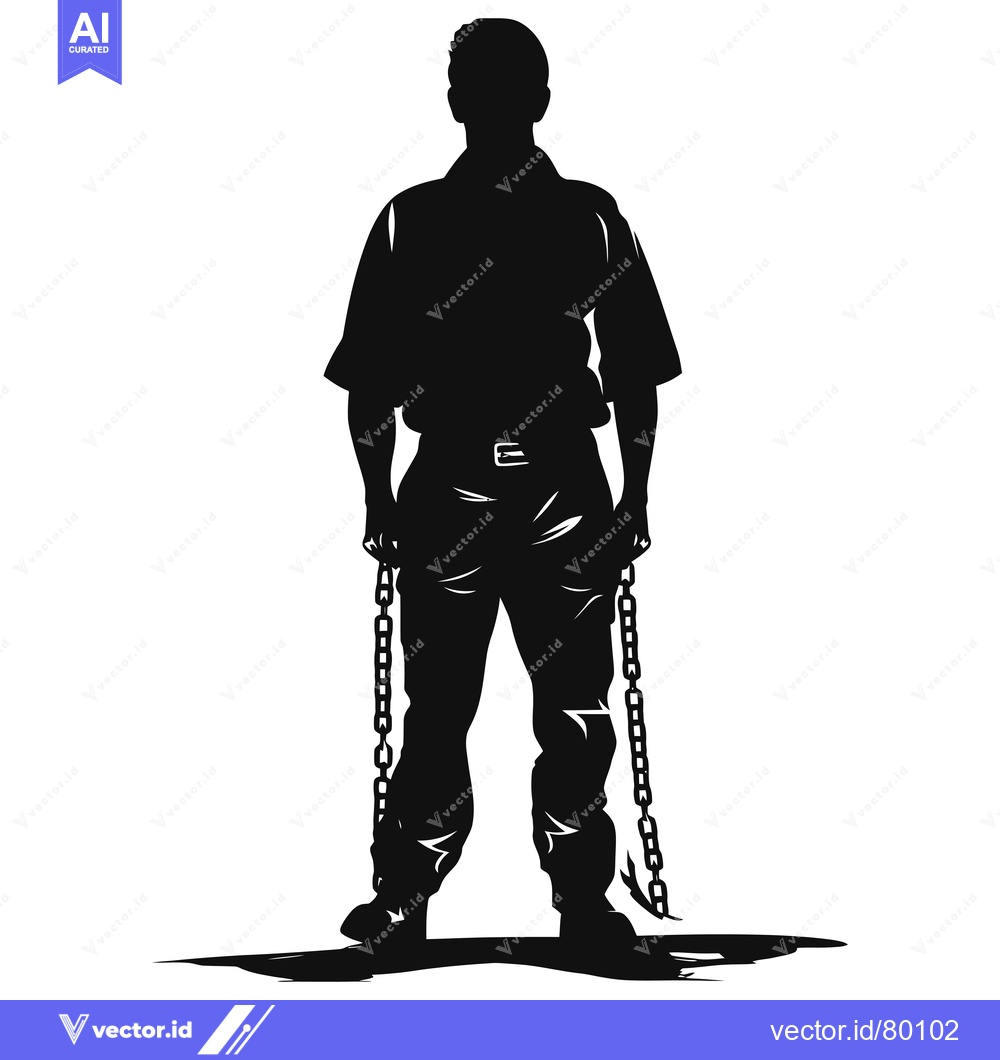 Premium Vector of Silhouette of a Man Chained at the Ankles