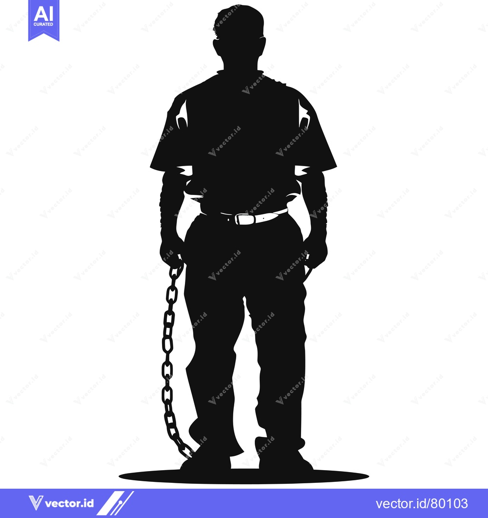 Premium Vector dari Silhouette of a Man Chained at the Ankle