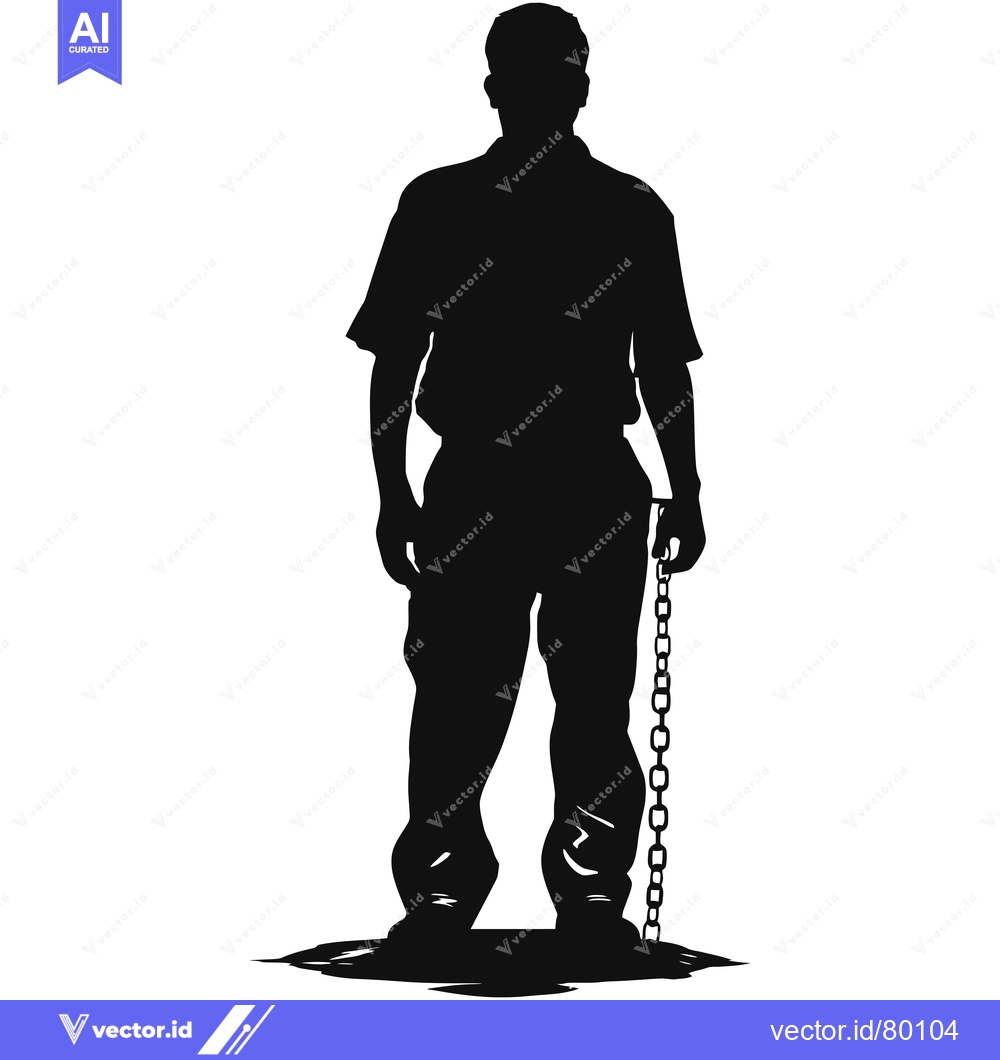 Premium Vector of Silhouette of a Man Holding a Chain