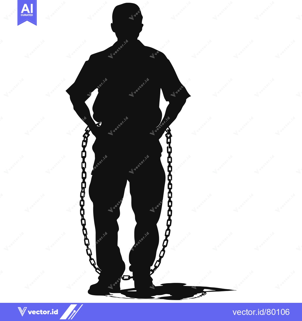 Premium Vector of Silhouette of a man standing with a chain around his waist