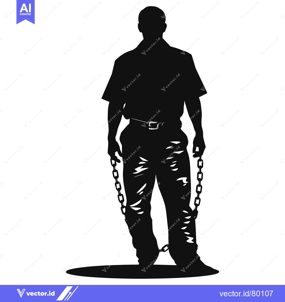 Premium Vector dari Silhouette of a Man Bound by Chains