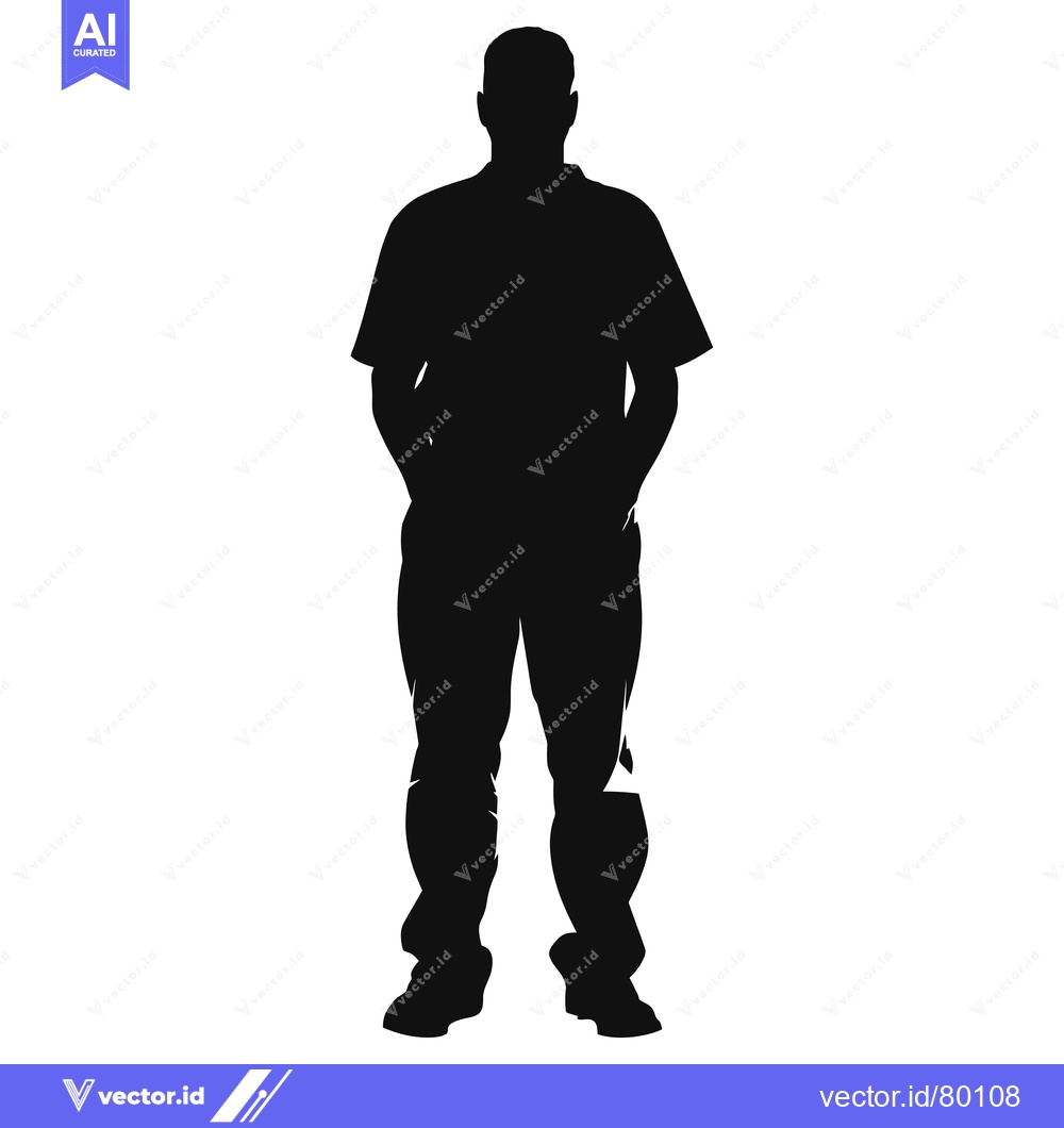 Premium Vector of Silhouette of a Man Standing with Hands in Pockets