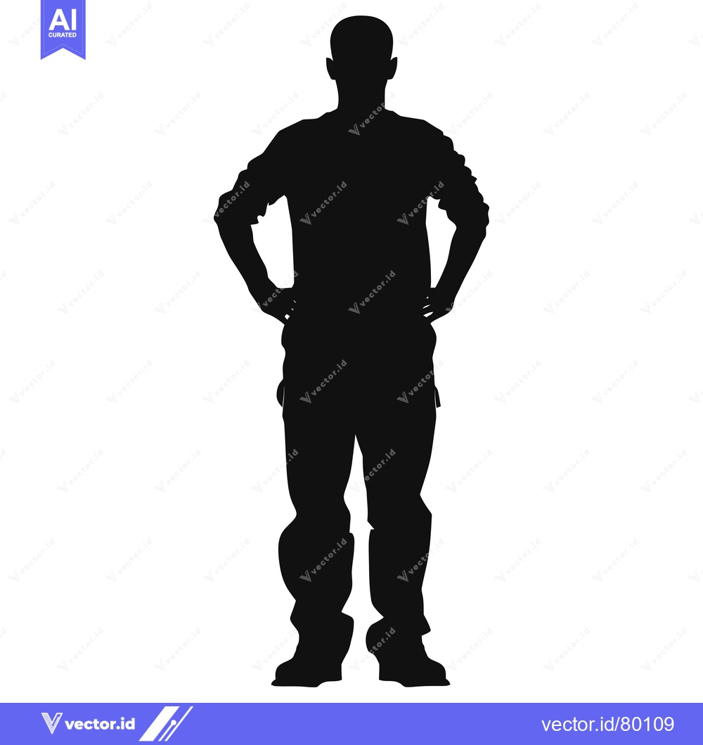 Premium Vector of Silhouette of a Man Standing with Hands on Hips