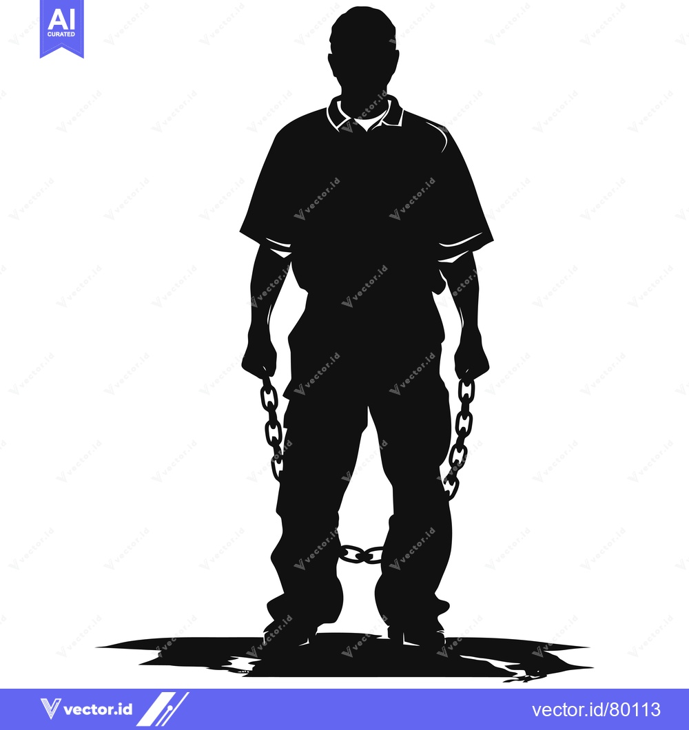 Premium Vector dari Silhouette of a man chained at the ankles