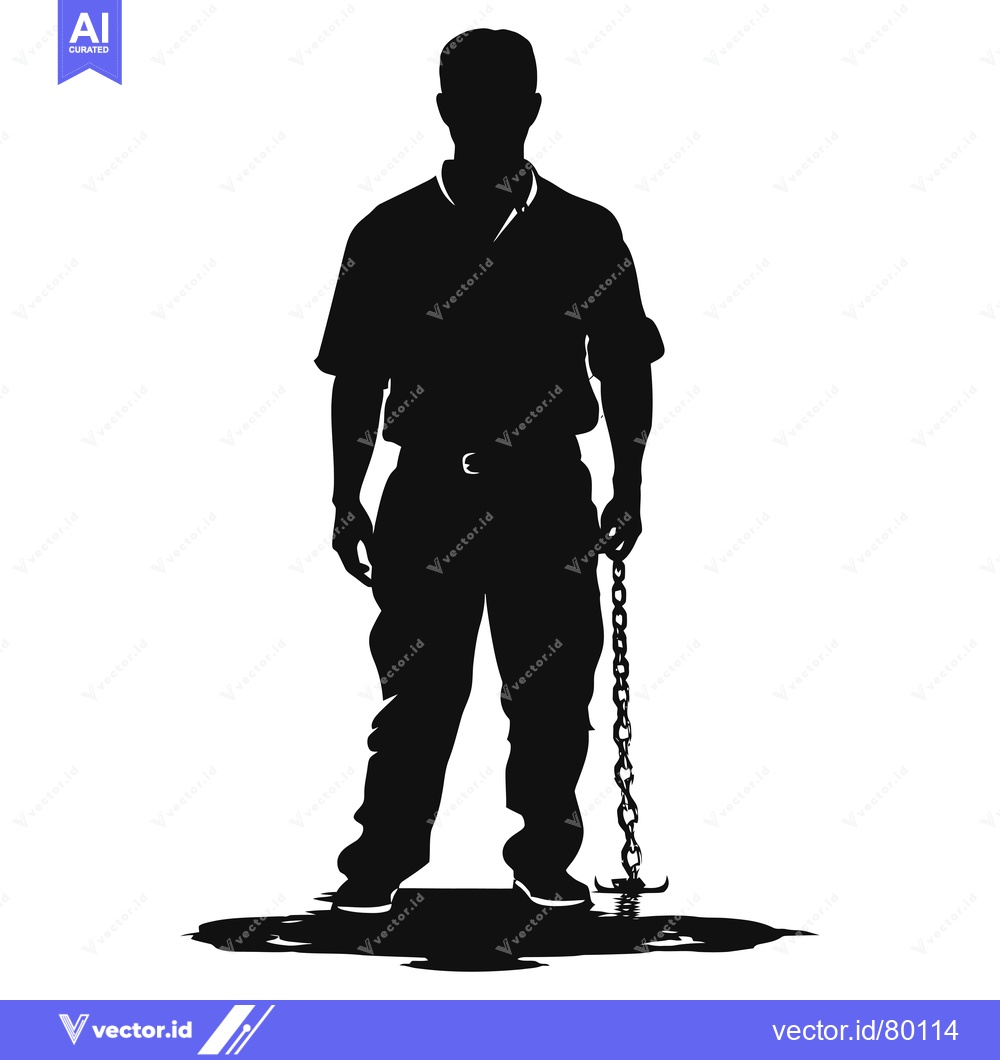 Premium Vector dari Silhouette of a Man Chained to the Ground