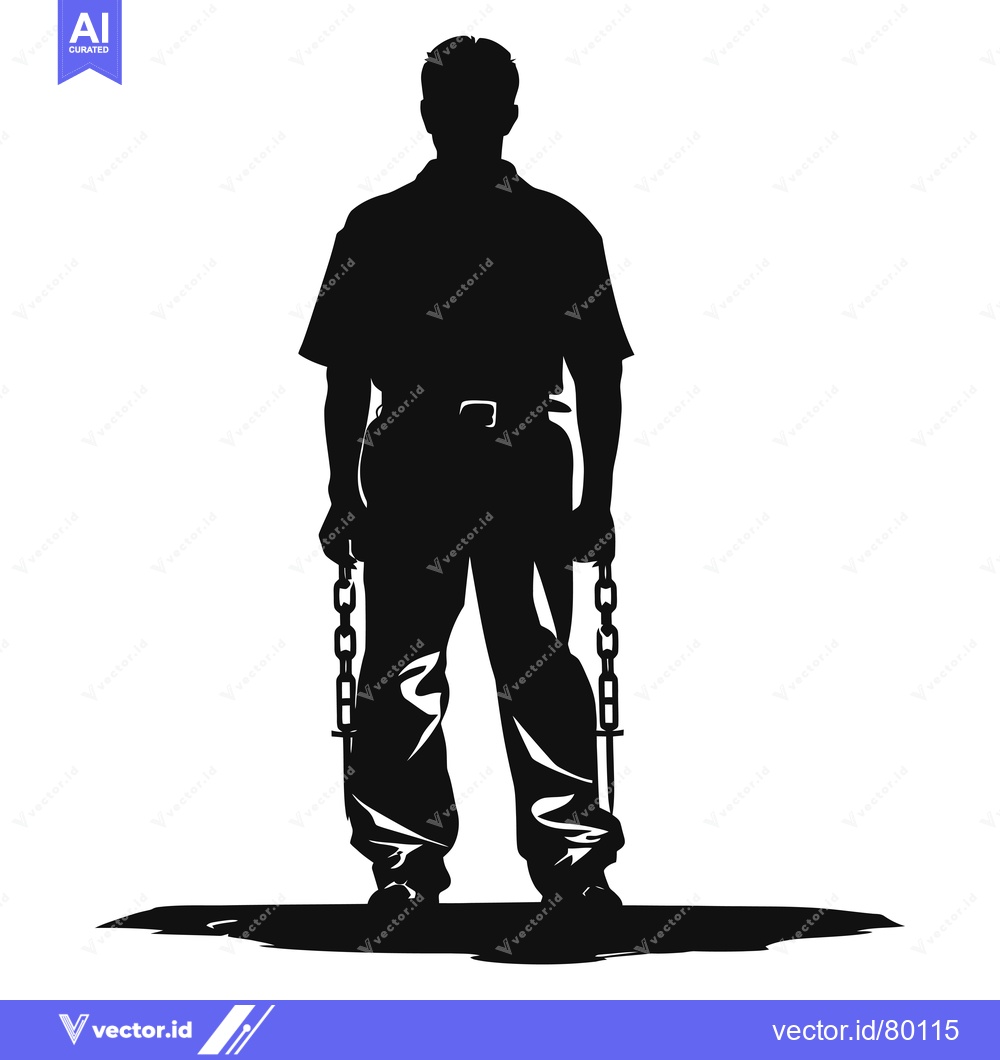 Premium Vector dari Silhouette of a man holding chains in each hand