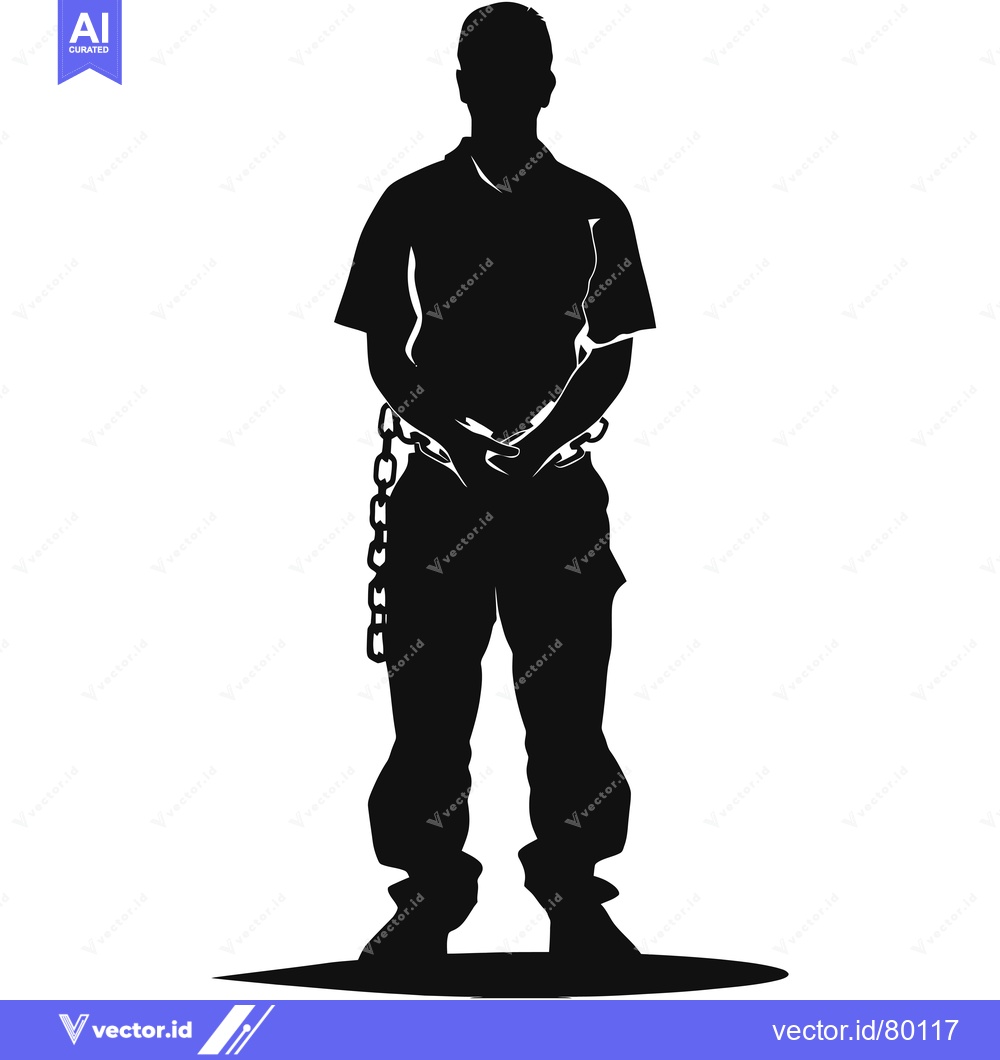 Premium Vector of Silhouette of a Man with Chains Around His Waist