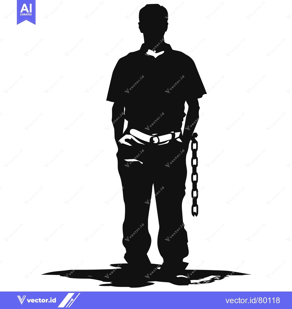 Premium Vector of Silhouette of a Man Standing with a Chain Draped Around His Waist