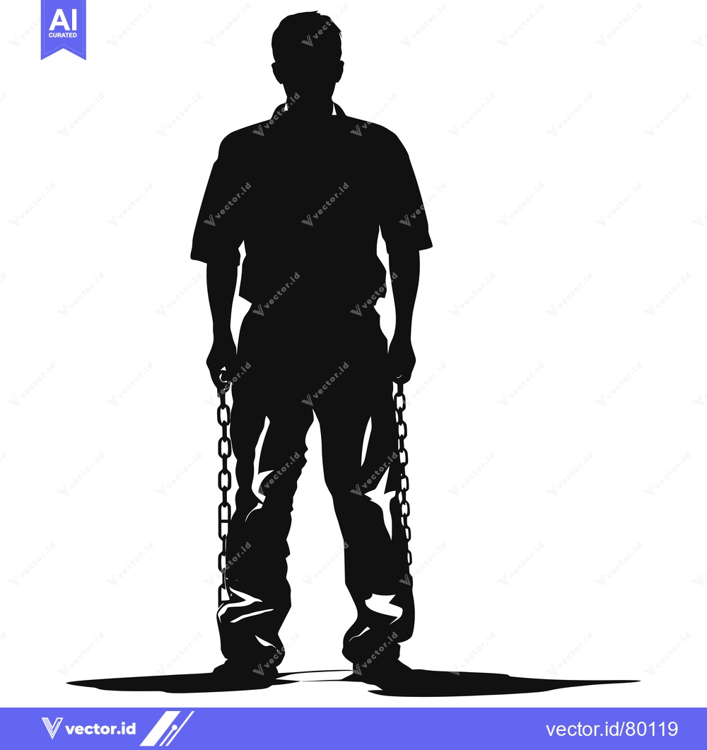 Premium Vector dari Silhouette of a man standing with chains on his legs