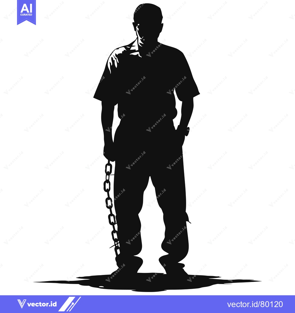 Premium Vector dari Silhouette of a Man with Chains Around His Ankle
