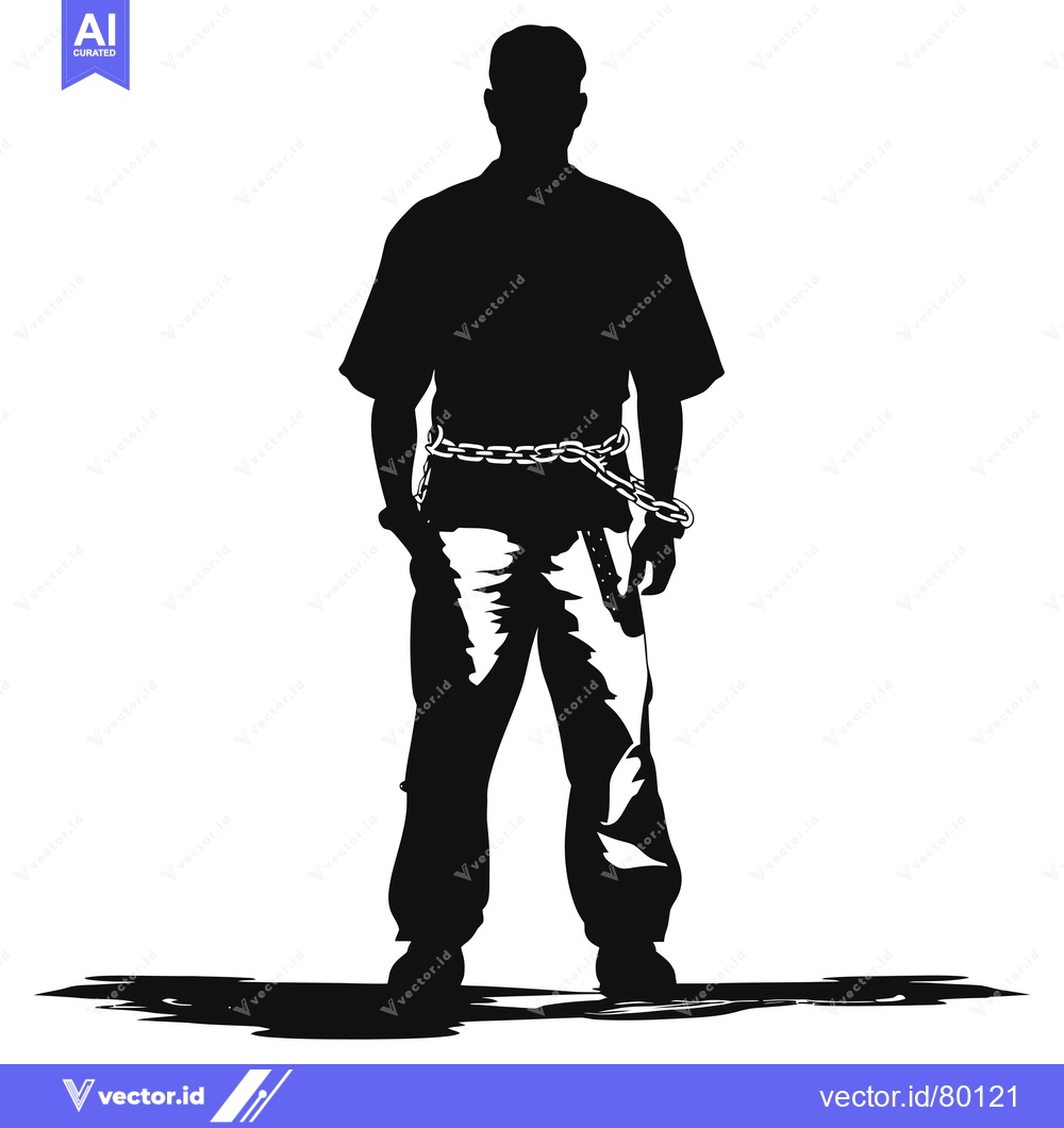 Premium Vector of Silhouette of a Man with a Chain Around His Waist