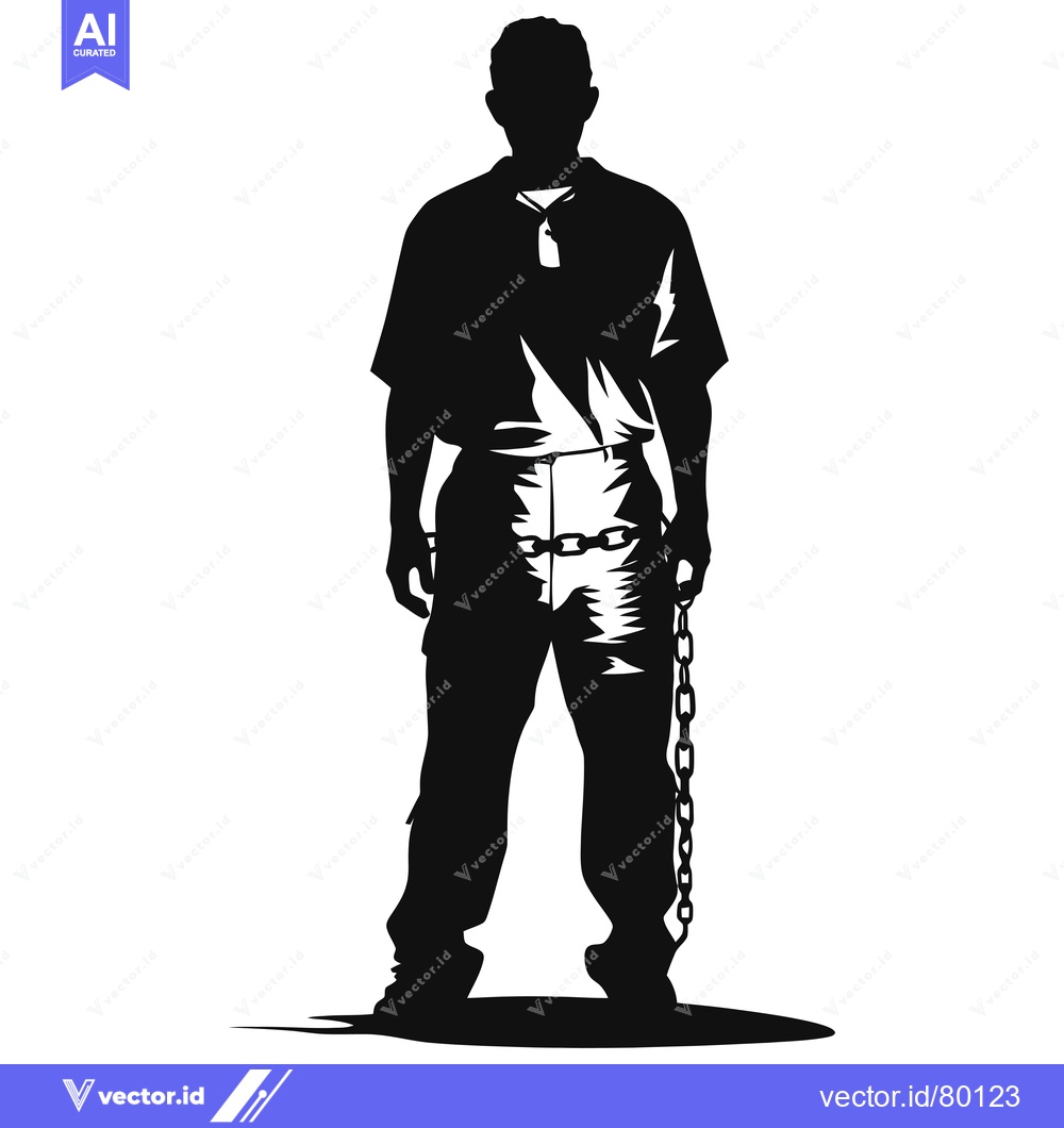 Premium Vector dari Silhouette of a Man with Chains Around His Legs