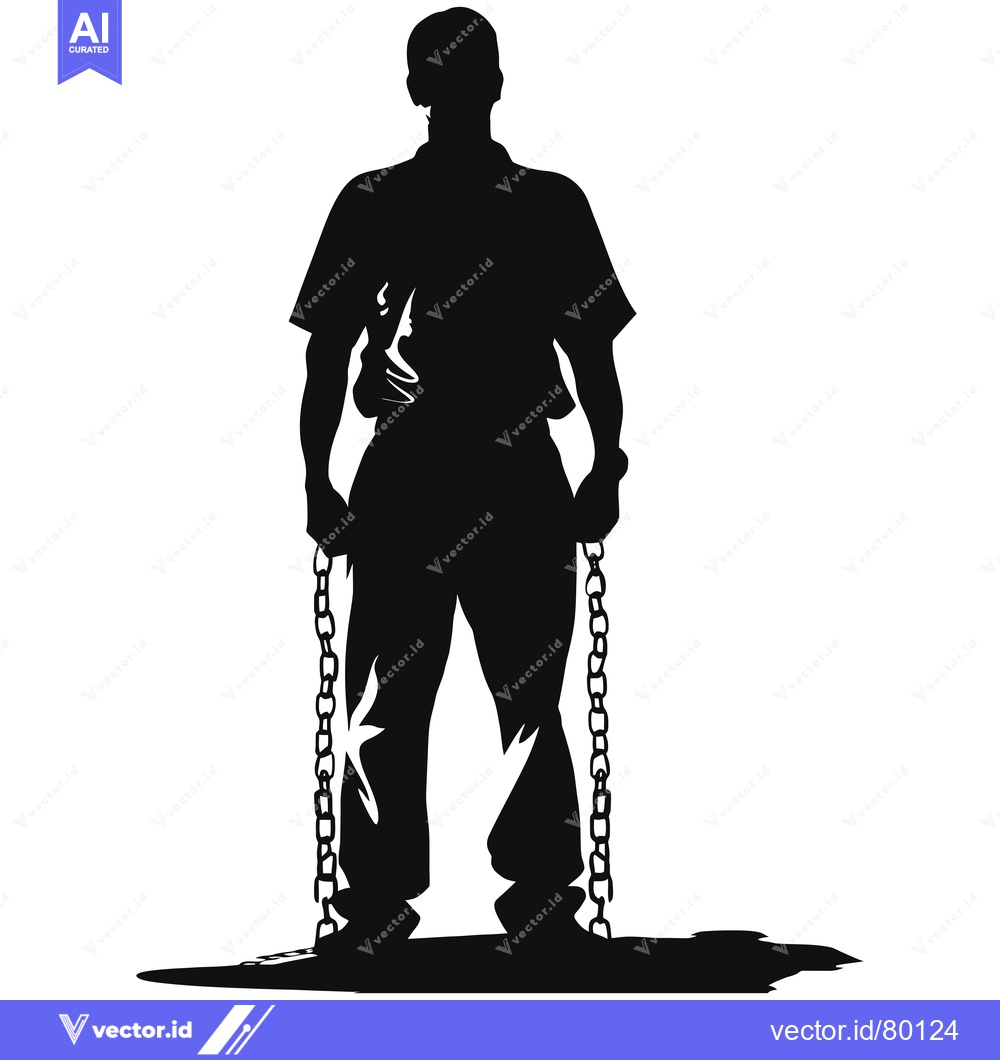 Premium Vector of Silhouette of a Man in Chains