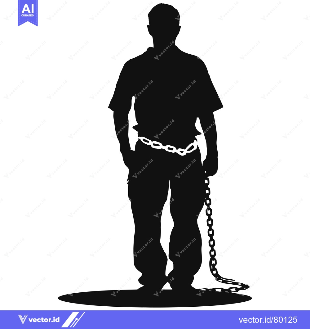 Premium Vector of Silhouette of a Man with a Chain Around His Waist