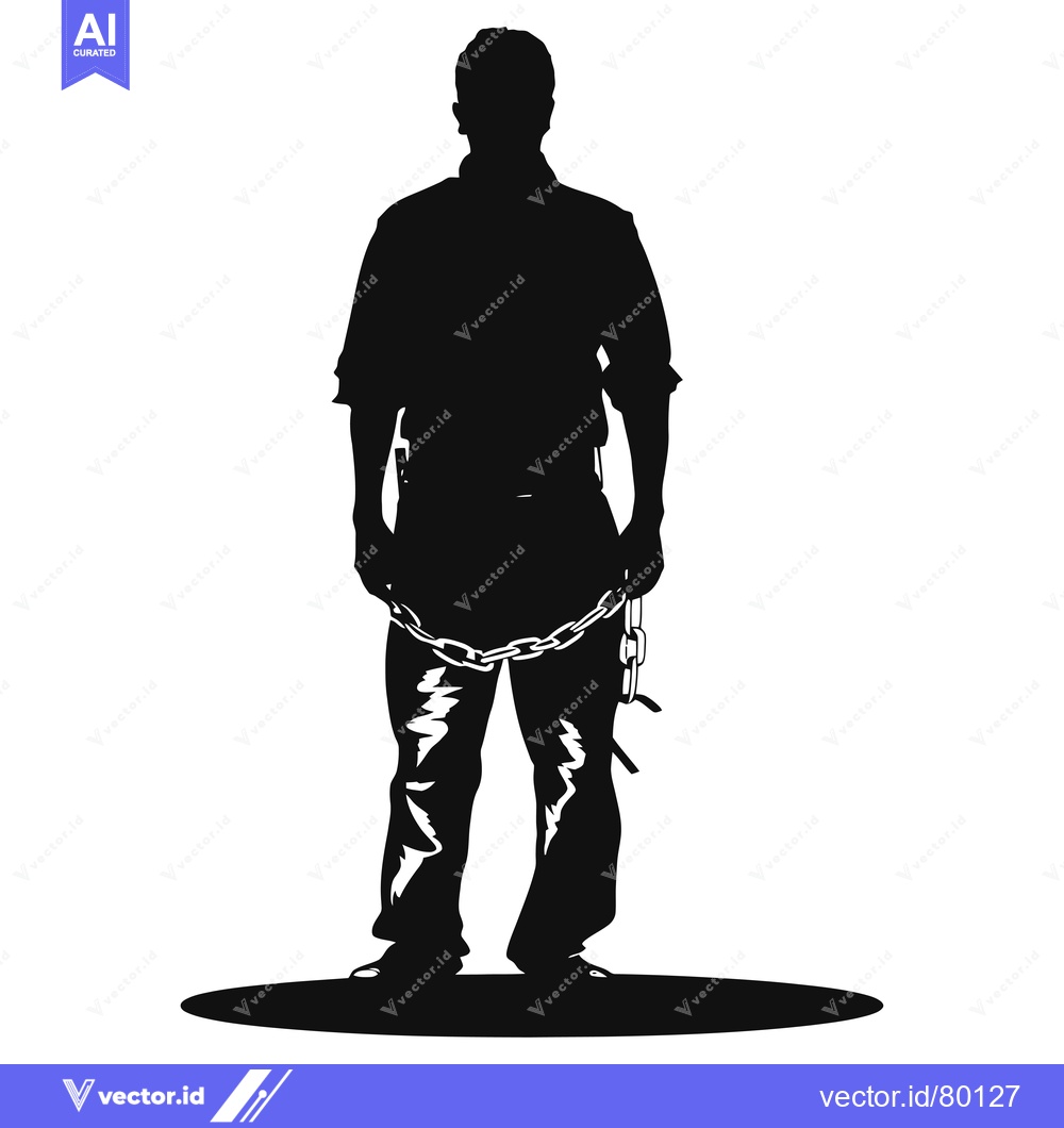 Premium Vector dari Silhouette of a Man in Chains