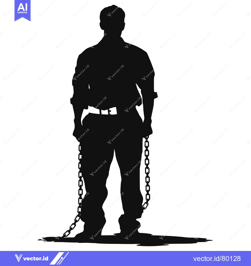 Premium Vector dari Silhouette of a Man in Chains