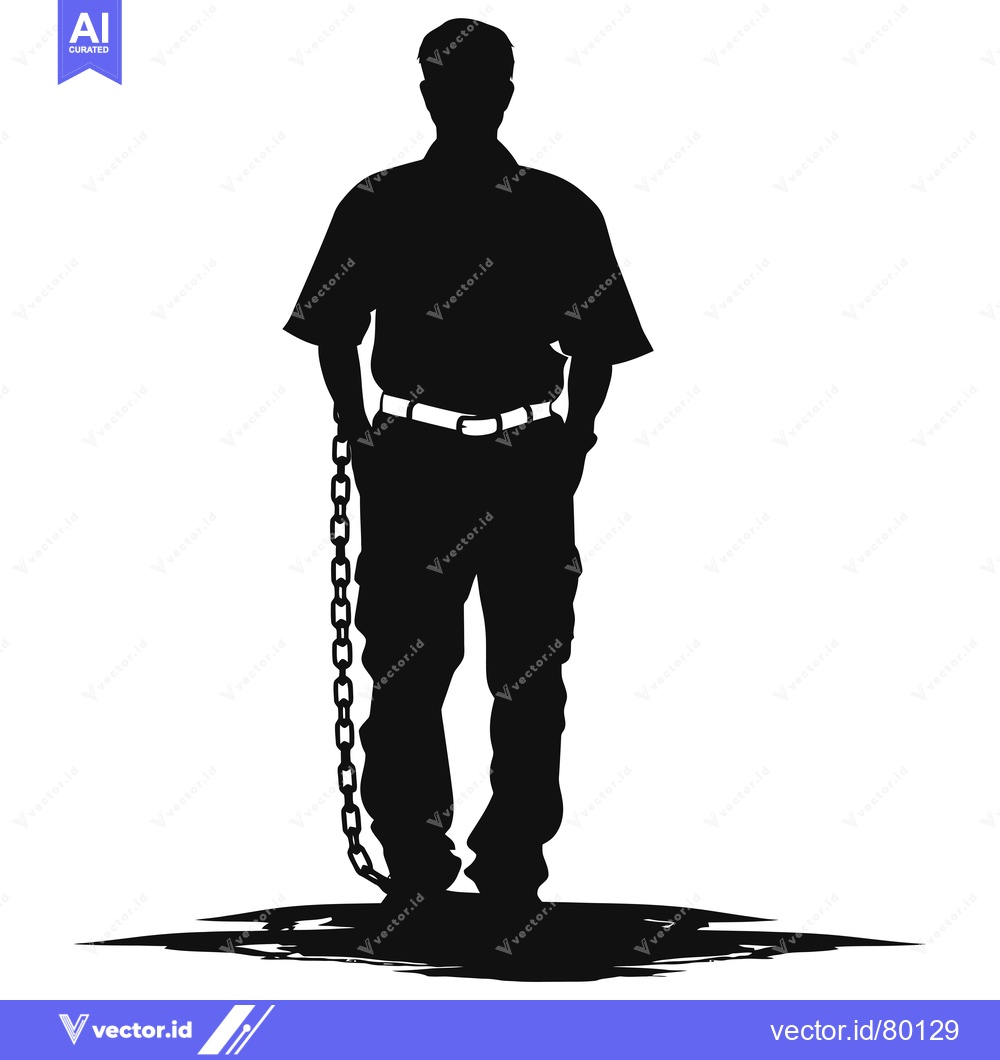 Premium Vector of Silhouette of a Man Chained at the Feet