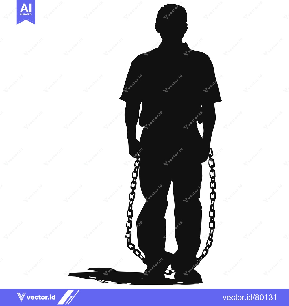 Premium Vector dari Silhouette of a Man with Chains Around His Ankles