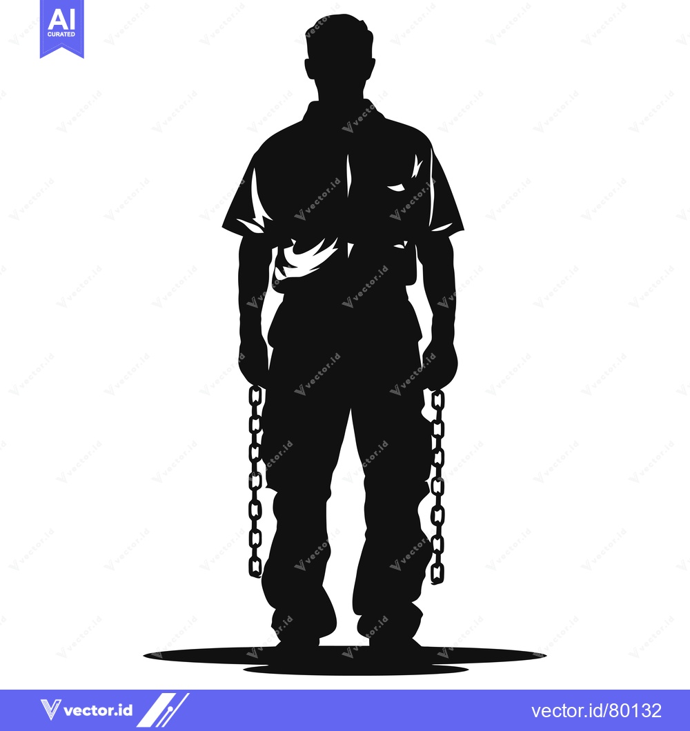 Premium Vector dari Silhouette of a Man in Chains