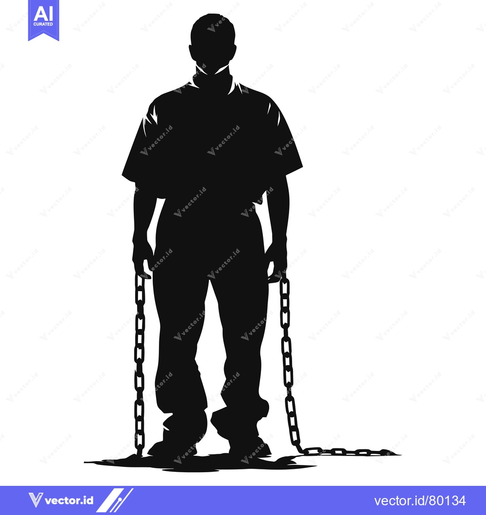 Premium Vector of Silhouette of a Man with Chains Around His Ankles