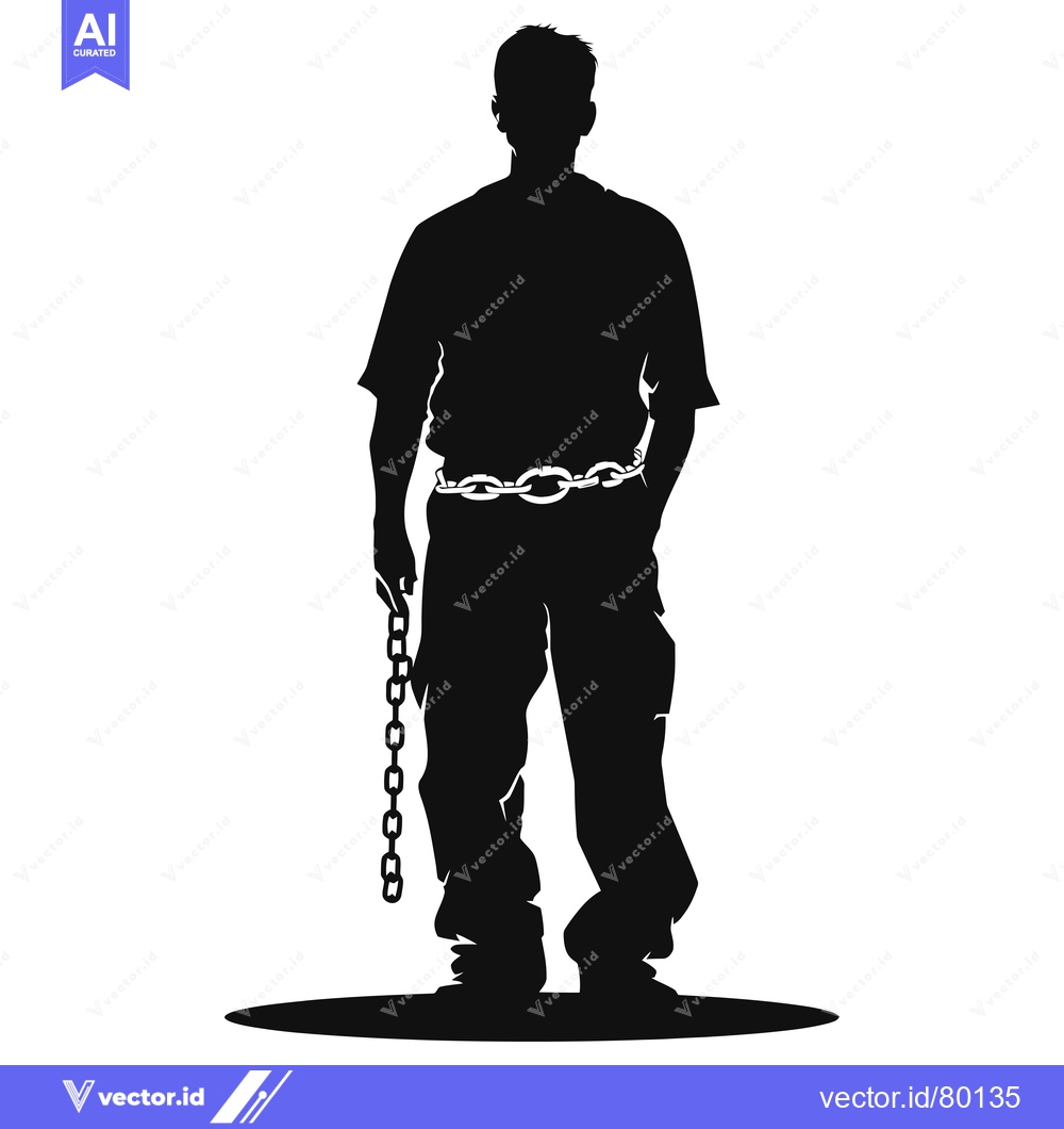 Premium Vector of Silhouette of a Man with a Chain Around his Waist