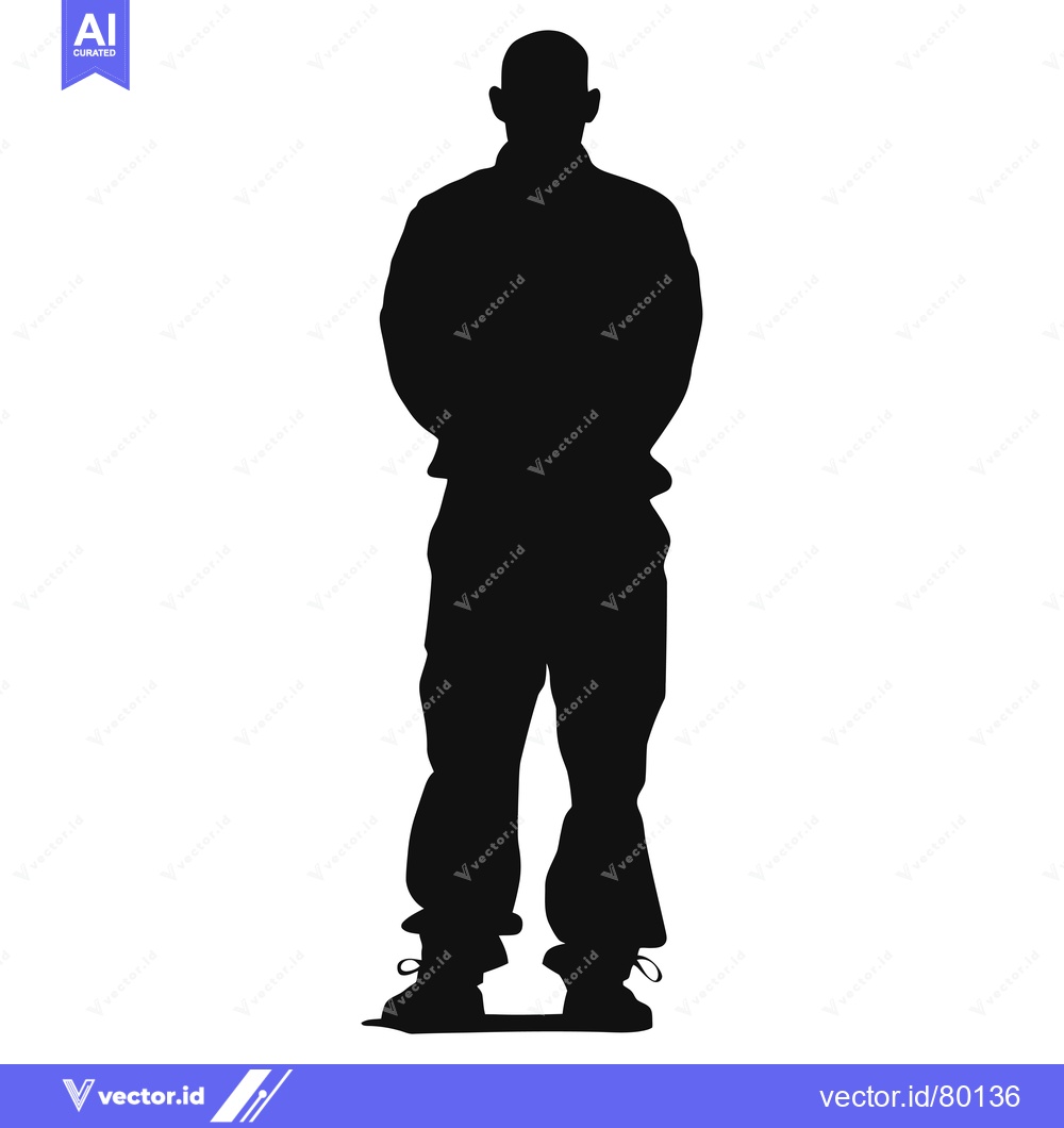 Premium Vector of Silhouette of a Bald Man Standing with His Hands Behind His Back