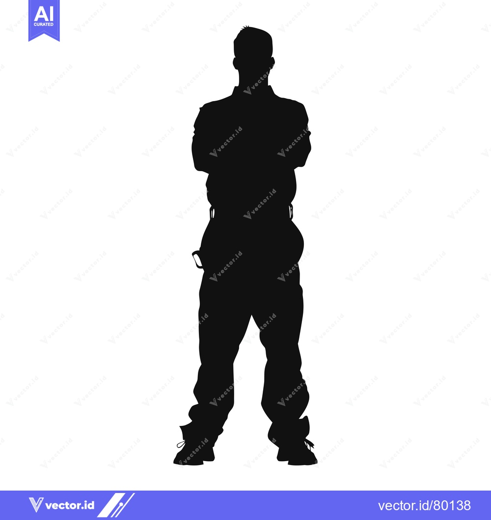 Premium Vector dari Silhouette of a Man Standing with Arms Crossed