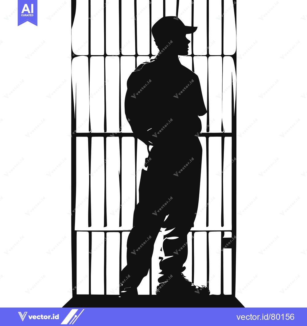 Premium Vector of Silhouette of a Man Standing Behind Bars
