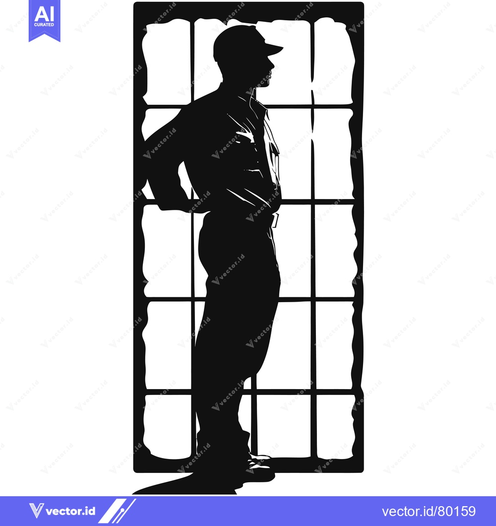 Premium Vector of Silhouette of a man standing in a window frame