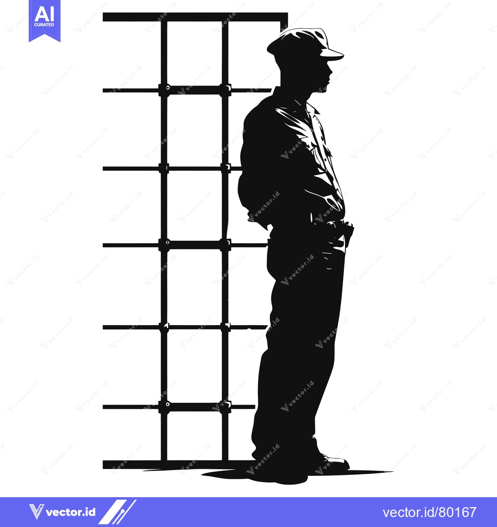 Premium Vector of Silhouette of a Man Standing Next to a Metal Frame